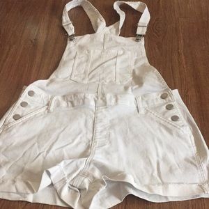 White overall shorts